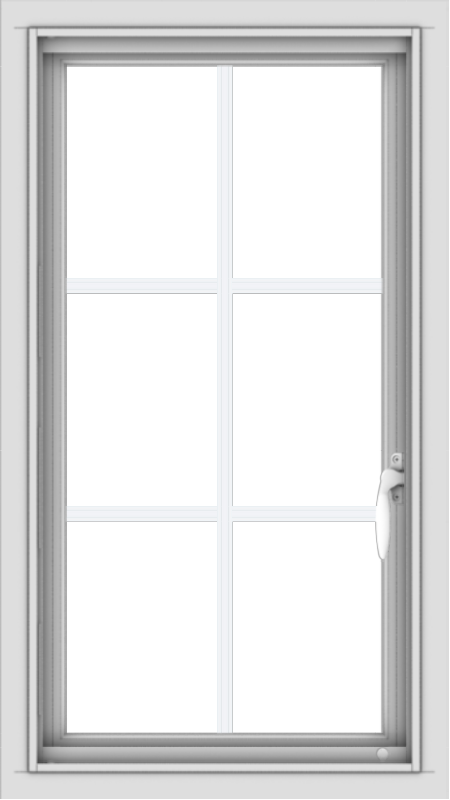 WDMA 18x32 (17.5 x 31.5 inch) Vinyl uPVC White Push out Casement Window with Colonial Grids