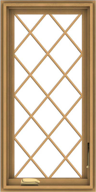 WDMA 18x36 (17.5 x 35.5 inch) Pine Wood Dark Grey Aluminum Crank out Casement Window  with Diamond Grills