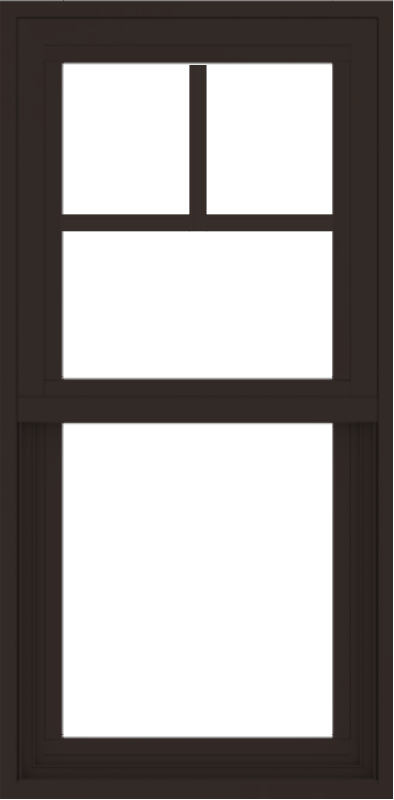 WDMA 18x36 (17.5 x 35.5 inch) Vinyl uPVC Dark Brown Single Hung Double Hung Window with Fractional Grids Interior