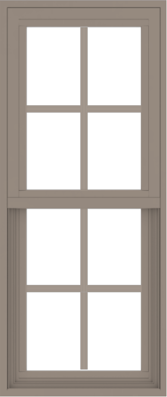 WDMA 18x42 (17.5 x 41.5 inch) Vinyl uPVC Brown Single Hung Double Hung Window with Colonial Grids Exterior