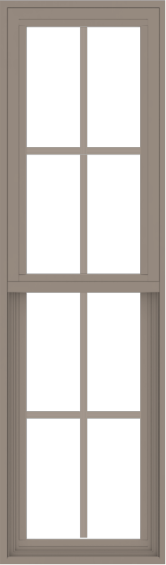 WDMA 18x60 (17.5 x 59.5 inch) Vinyl uPVC Brown Single Hung Double Hung Window with Colonial Grids Exterior