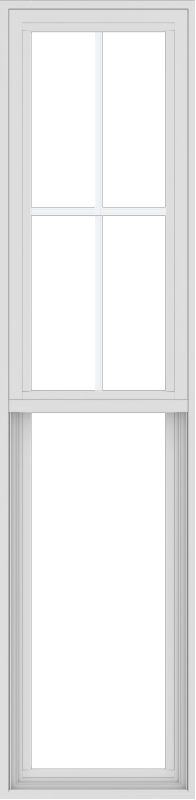 WDMA 18x72 (17.5 x 71.5 inch) Vinyl uPVC White Single Hung Double Hung Window with Top Colonial Grids Exterior