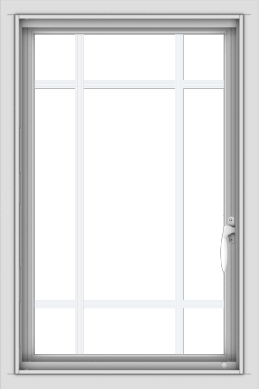 WDMA 20x30 (19.5 x 29.5 inch) Vinyl uPVC White Push out Casement Window with Prairie Grilles