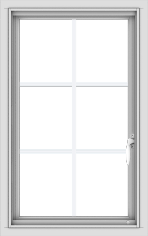 WDMA 20x32 (19.5 x 31.5 inch) Vinyl uPVC White Push out Casement Window with Colonial Grids