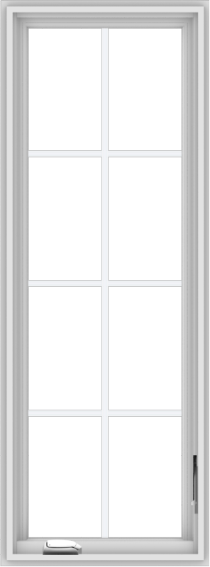 WDMA 20x54 (19.5 x 53.5 inch) White Vinyl uPVC Crank out Casement Window with Colonial Grids
