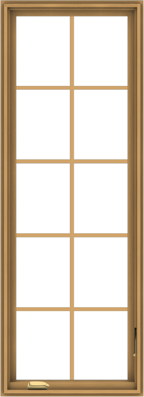 WDMA 24x66 (23.5 x 65.5 inch) Pine Wood Dark Grey Aluminum Crank out Casement Window with Colonial Grids