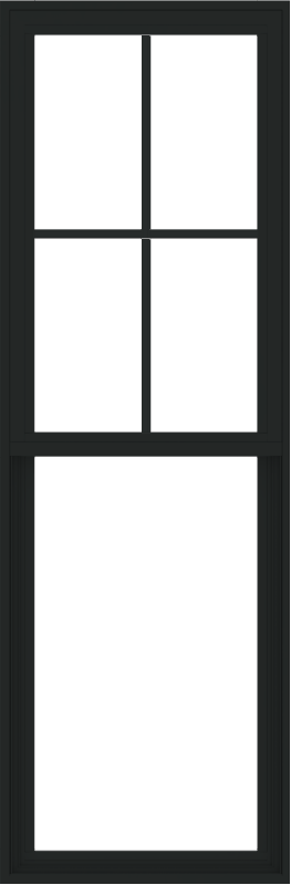 WDMA 24x72 (23.5 x 71.5 inch) Vinyl uPVC Black Single Hung Double Hung Window with Prairie Grids Interior
