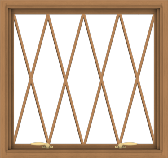 WDMA 32x30 (31.5 x 29.5 inch) Oak Wood Green Aluminum Push out Awning Window without Grids with Diamond Grills
