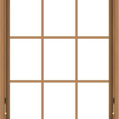 WDMA 32x40 (31.5 x 39.5 inch) Oak Wood Dark Brown Bronze Aluminum Crank out Awning Window with Colonial Grids Interior