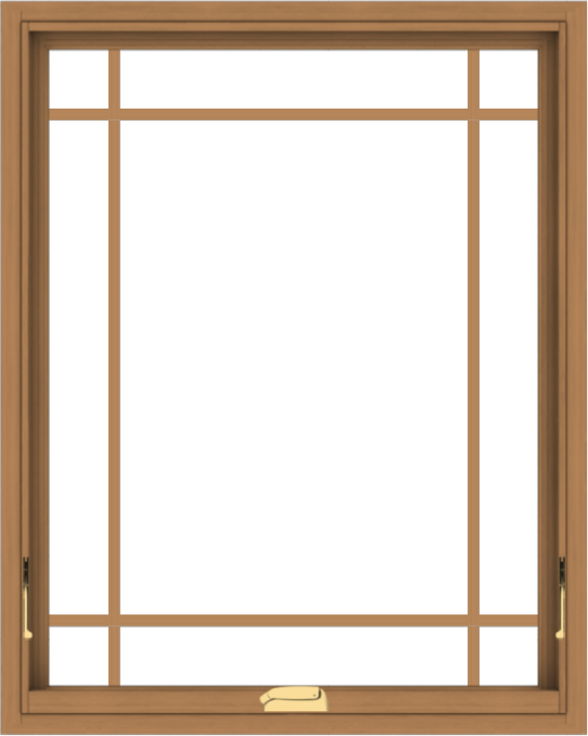 WDMA 32x40 (31.5 x 39.5 inch) Oak Wood Dark Brown Bronze Aluminum Crank out Awning Window with Prairie Grilles