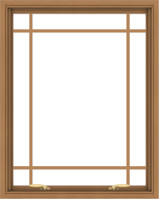 WDMA 32x40 (31.5 x 39.5 inch) Oak Wood Green Aluminum Push out Awning Window with Prairie Grilles