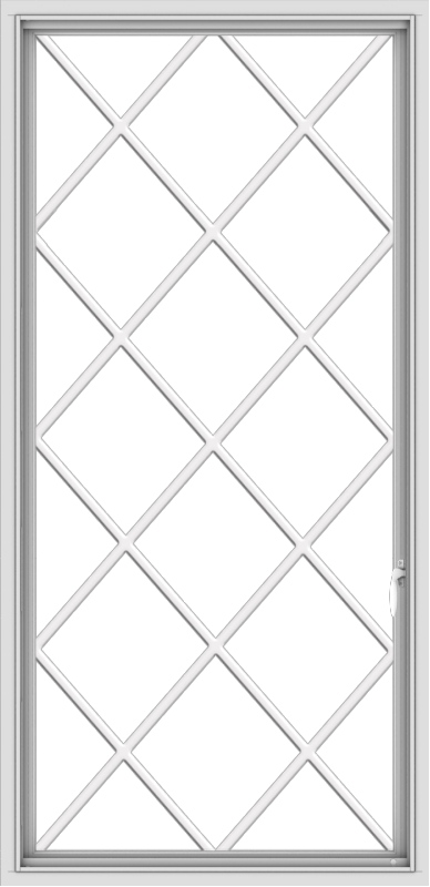 WDMA 32x66 (31.5 x 65.5 inch) White uPVC Vinyl Push out Casement Window without Grids with Diamond Grills