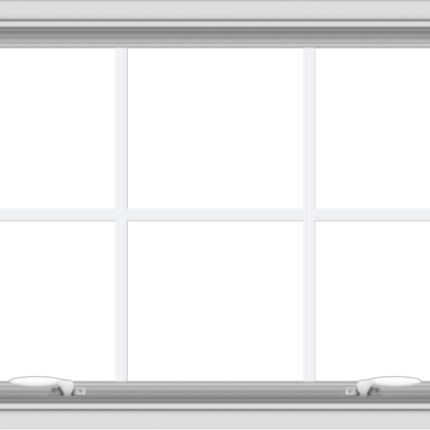 WDMA 36x24 (35.5 x 23.5 inch) White uPVC Vinyl Push out Awning Window with Colonial Grids Interior
