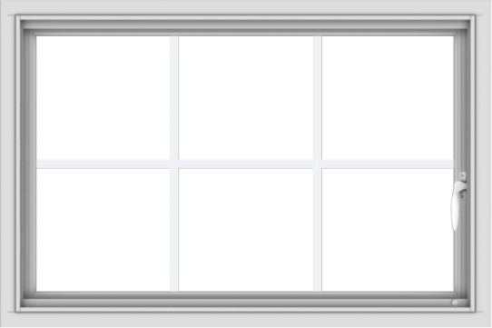 WDMA 36x24 (35.5 x 23.5 inch) White uPVC Vinyl Push out Casement Window with Colonial Grids Interior