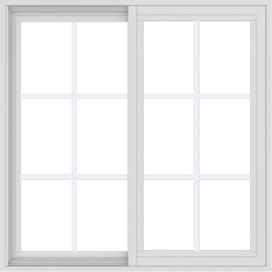 WDMA 36x36 (35.5 x 35.5 inch) Vinyl uPVC White Slide Window with Colonial Grids Exterior