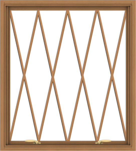 WDMA 36x40 (35.5 x 39.5 inch) Oak Wood Green Aluminum Push out Awning Window without Grids with Diamond Grills