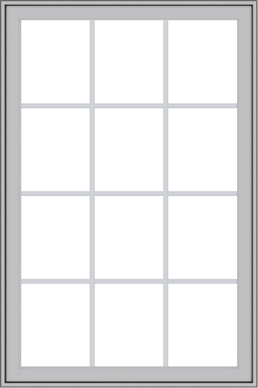 WDMA 36x54 (35.5 x 53.5 inch) Pine Wood Light Grey Aluminum Push out Casement Window with Colonial Grids Exterior