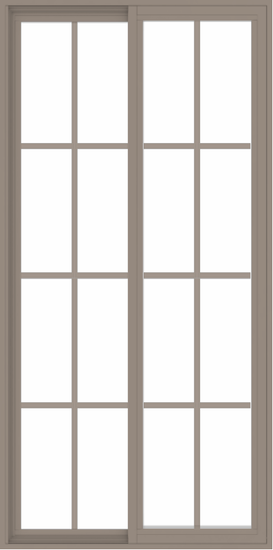WDMA 36x72 (35.5 x 71.5 inch) Vinyl uPVC Brown Slide Window with Colonial Grids Exterior