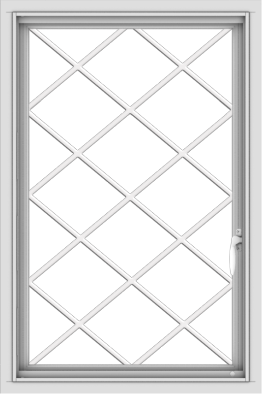 WDMA 24x36 (23.5 x 35.5 inch) White aluminum Push out Casement Window with Diamond Grids
