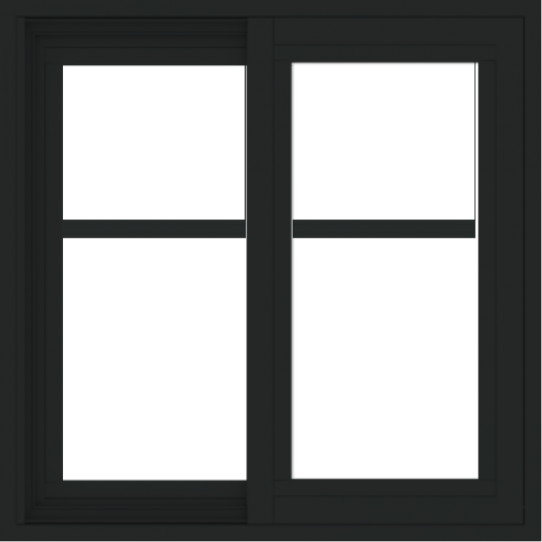 WDMA 24x24 (23.5 x 23.5 inch) black uPVC/Vinyl Slide Window with Fractional Grilles Exterior