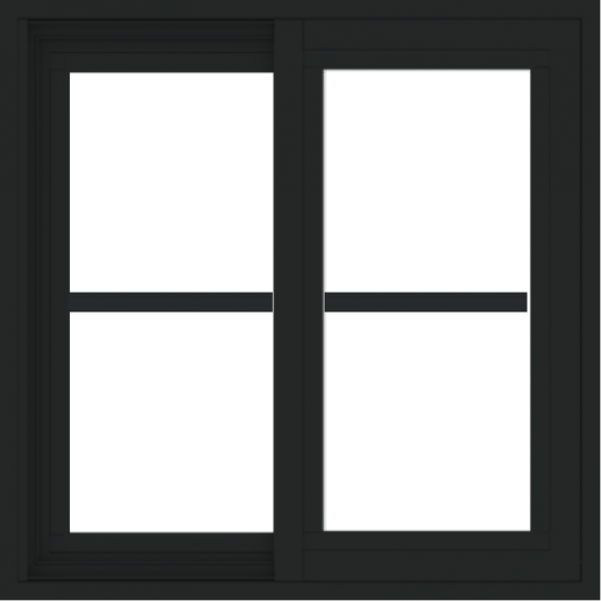 WDMA 24x24 (23.5 x 23.5 inch) black uPVC/Vinyl Slide Window with Colonial Grilles Exterior