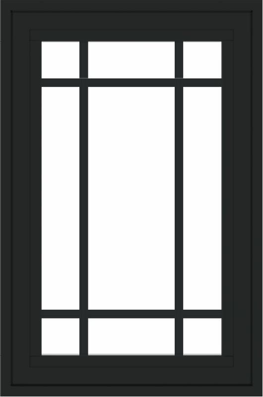 WDMA 24x36 (23.5 x 35.6 inch) black uPVC/Vinyl Crank out Awning Window with Prairie Grilles Exterior