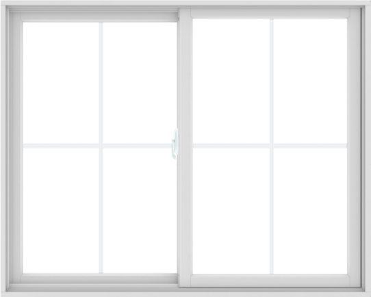 WDMA 60X48 (59.5 x 47.5 inch) White uPVC/Vinyl Sliding Window with Colonial Grilles