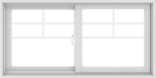 WDMA 48X24 (47.5 x 23.5 inch) White uPVC/Vinyl Sliding Window with Top Colonial Grids Grilles