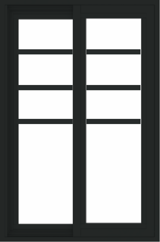 WDMA 24x36 (23.5 x 35.6 inch) black uPVC/Vinyl Slide Window with Top Colonial Grids Exterior
