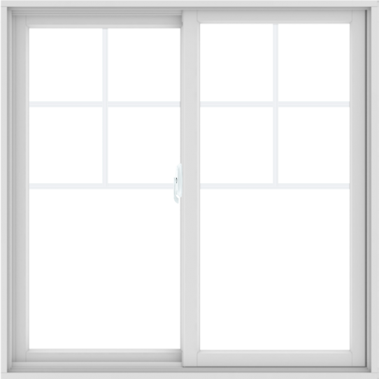 WDMA 48X48 (47.5 x 47.5 inch) White uPVC/Vinyl Sliding Window with Top Colonial Grids Grilles