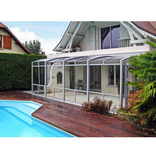 China WDMA Aluminum Frame Sunrooms Glass Houses Awning Retractable Telescopic Cover For Swimming Pool