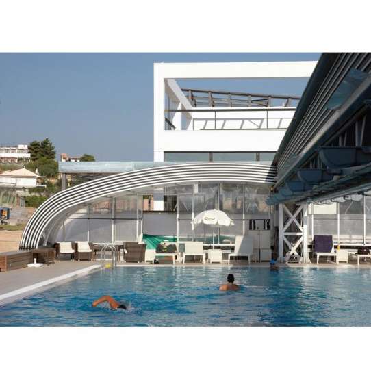 China WDMA Commercial Polycarbonate Aluminum Swimming Pool Dome Cover Roof Retractable Enclosure