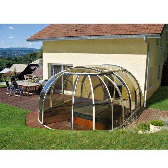 China WDMA Curved Glass Sunrooms Polycarbonate Swimming Pool Safety Cover For Australia Market