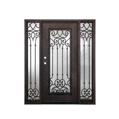 WDMA Luxurious Antique Garden Entrance Wrought Iron Door With Glass Models For Home Use