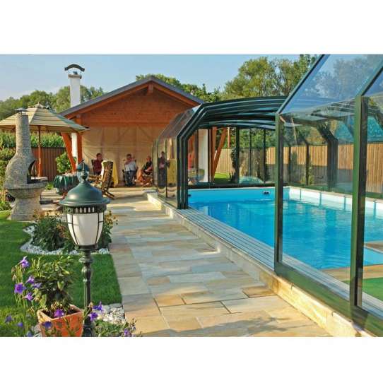 WDMA Polycarbonate Swimming Pool Cover Sliding Glass Roof Retractable Aluminium Sunrooms Glass Houses