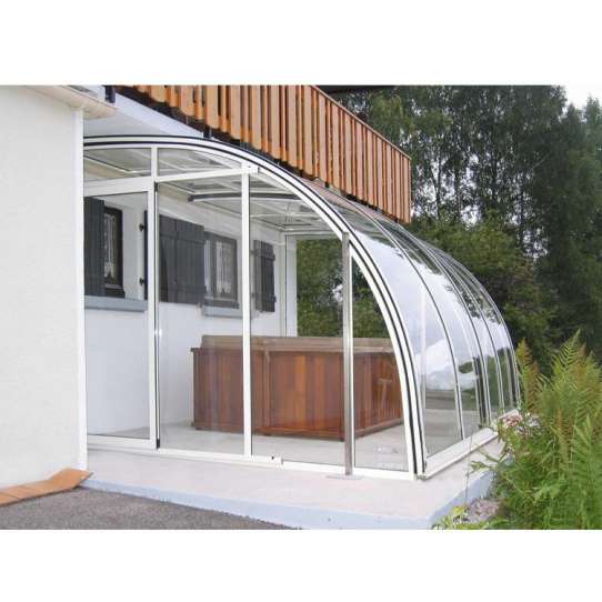 WDMA Prefab Curved Glass Sunrooms Aluminum Retractable Sunroom Roof For Veranda