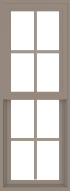 WDMA 18x48 (17.5 x 47.5 inch) Vinyl uPVC Brown Single Hung Double Hung Window with Colonial Grids Exterior