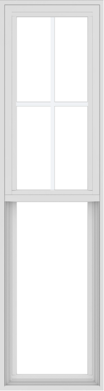 WDMA 18x66 (17.5 x 65.5 inch) Vinyl uPVC White Single Hung Double Hung Window with Top Colonial Grids Exterior