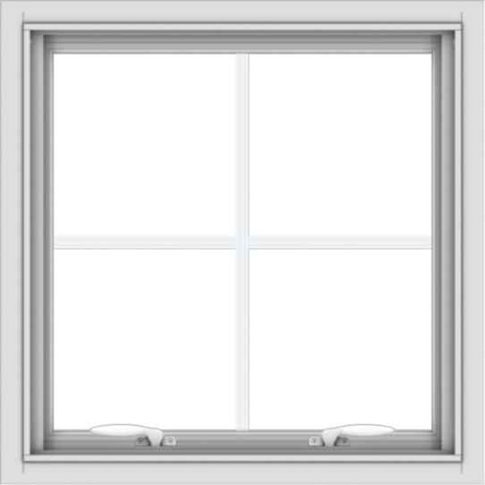 WDMA 24x24 (23.5 x 23.5 inch) White uPVC Vinyl Push out Awning Window with Colonial Grids Interior
