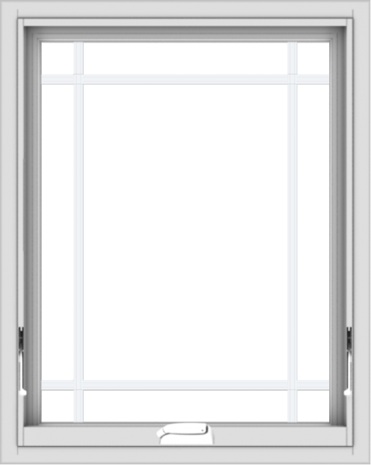 WDMA 24x30 (23.5 x 29.5 inch) White Vinyl uPVC Crank out Awning Window with Prairie Grilles