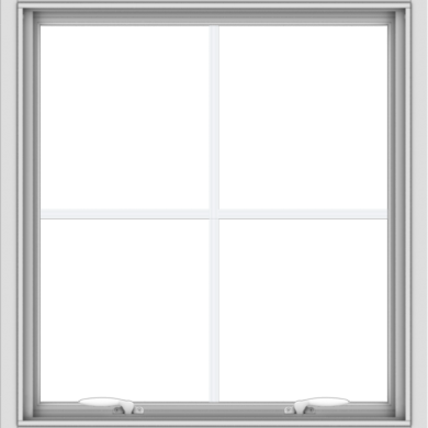 WDMA 28x30 (27.5 x 29.5 inch) White uPVC Vinyl Push out Awning Window with Colonial Grids Interior