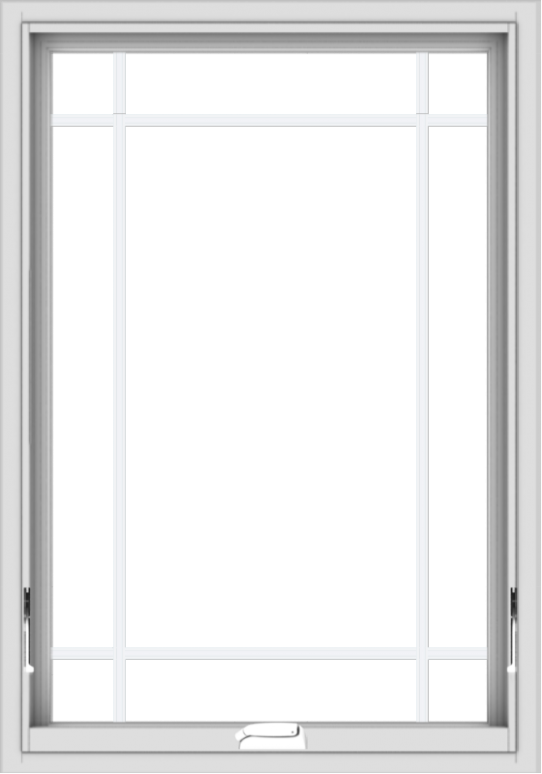 WDMA 28x40 (27.5 x 39.5 inch) White Vinyl uPVC Crank out Awning Window with Prairie Grilles