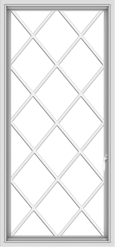 WDMA 28x60 (27.5 x 59.5 inch) White Vinyl uPVC Push out Casement Window without Grids with Diamond Grills