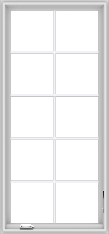 WDMA 28x60 (27.5 x 59.5 inch) White Vinyl uPVC Crank out Casement Window with Colonial Grids