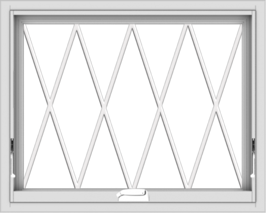 WDMA 30x24 (29.5 x 23.5 inch) White Vinyl uPVC Crank out Awning Window without Grids with Diamond Grills