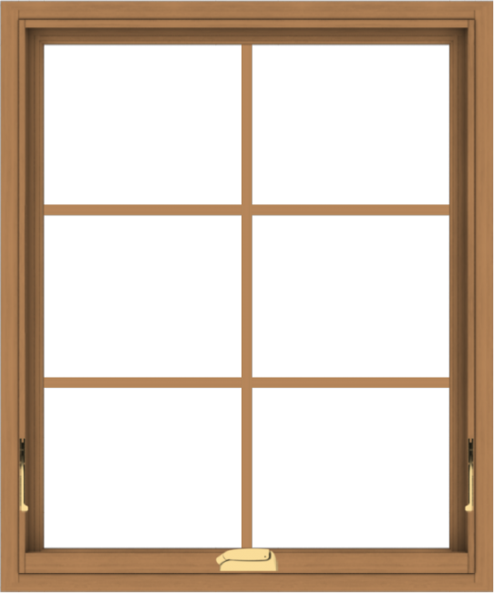 WDMA 30x36 (29.5 x 35.5 inch) Oak Wood Dark Brown Bronze Aluminum Crank out Awning Window with Colonial Grids Interior