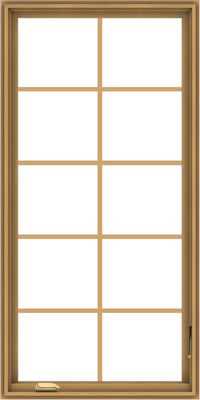 WDMA 30x60 (29.5 x 59.5 inch) Pine Wood Dark Grey Aluminum Crank out Casement Window with Colonial Grids