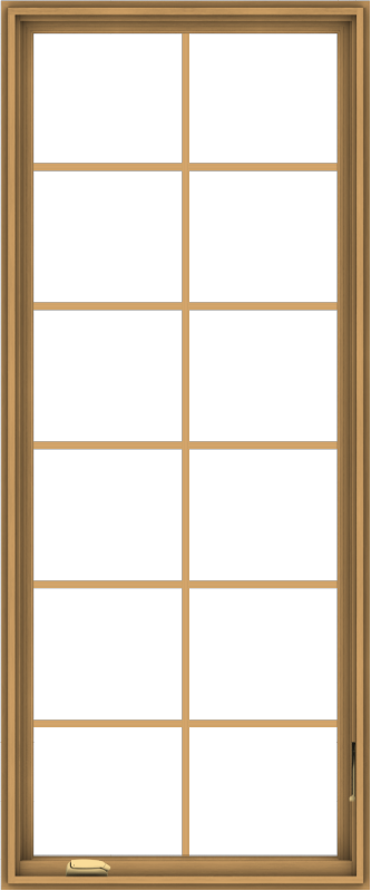 WDMA 30x72 (29.5 x 71.5 inch) Pine Wood Dark Grey Aluminum Crank out Casement Window with Colonial Grids