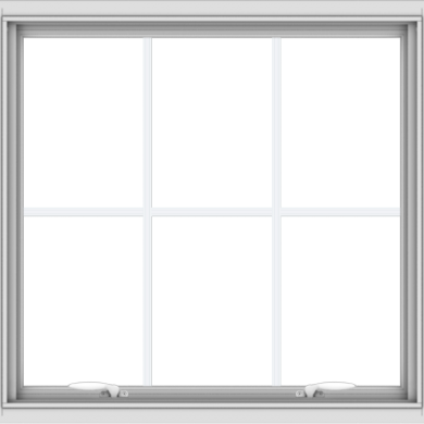 WDMA 32x30 (31.5 x 29.5 inch) White uPVC Vinyl Push out Awning Window with Colonial Grids Interior