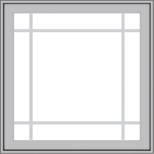 WDMA 32x32 (31.5 x 31.5 inch) Pine Wood Light Grey Aluminum Push out Casement Window with Prairie Grilles